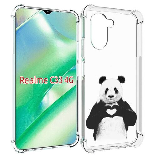 Чехол MyPads Влюбленная панда для Realme C33 4G задняя-панель-накладка-бампер