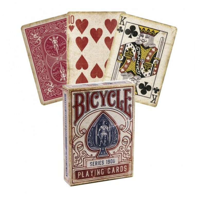 Игральные карты Bicycle Vintage 1900 (маркированные), красные