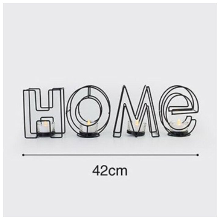 Подсвечник металлический настольный "Home", 13.5 х 42 см, черный - фотография № 20