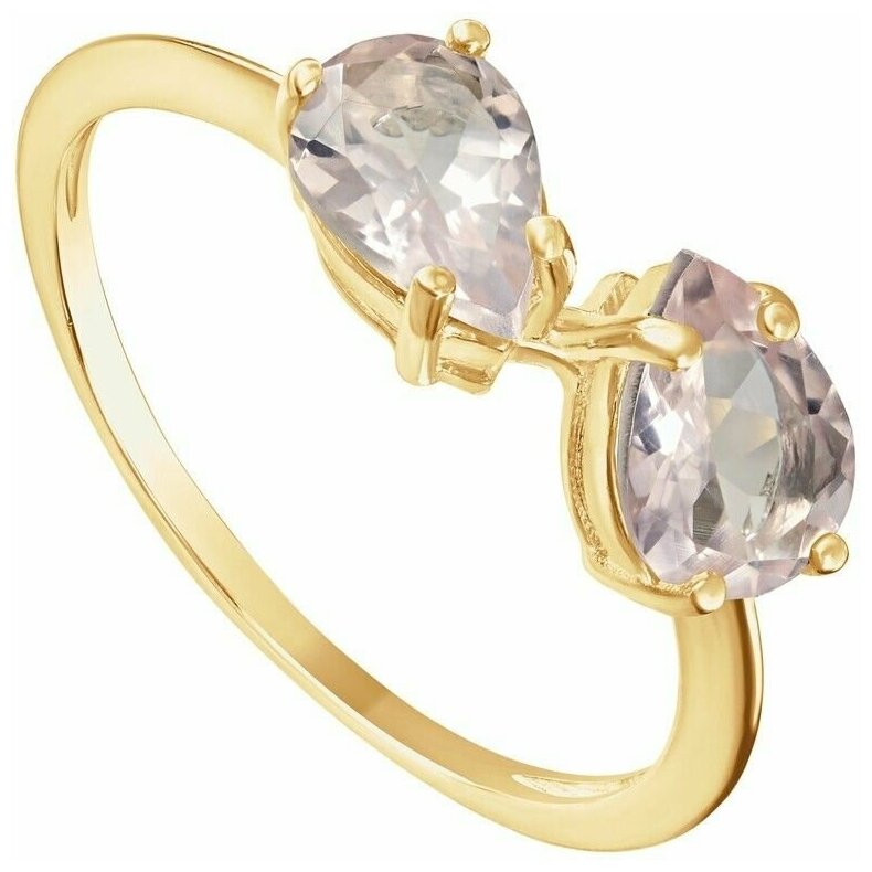 Серебряное кольцо с натуральным розовым кварцем - коллекция Дуэт 