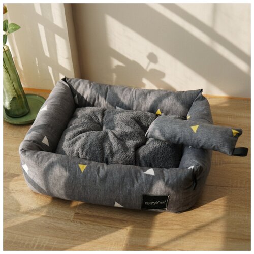 Прямоугольная лежанка со съемной подушкой для собак и кошек мелких и средних пород 50 см