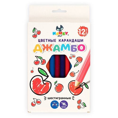 фото Kanzy jcp-1012 набор цветных карандашей джамбо фруктики 12 цв. 2 шт.
