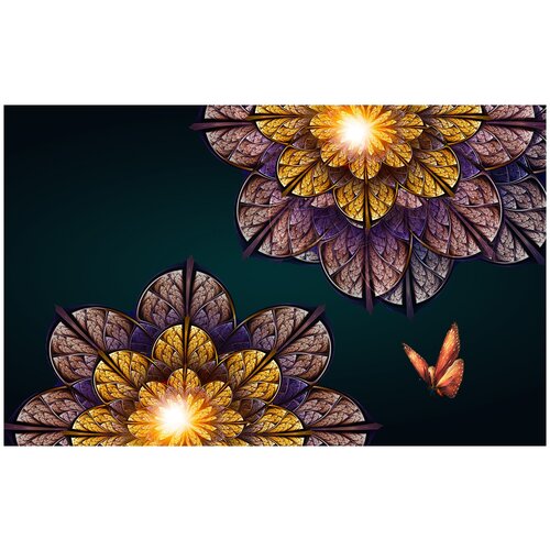 Фотообои Уютная стена 3D сказочный цветок 430х270 см Виниловые Бесшовные (единым полотном)