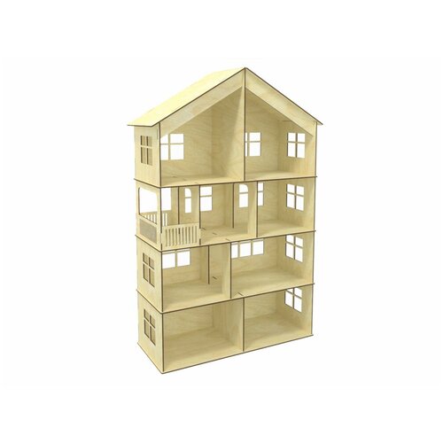 Деревянный Высотный домик №3-1 Малый (4 этажа) для кукол 7-13 см