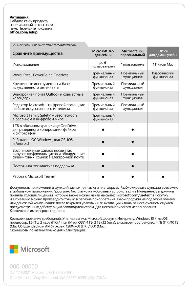 Microsoft Office для дома и учебы 2019 (1п/1у), электронный ключ