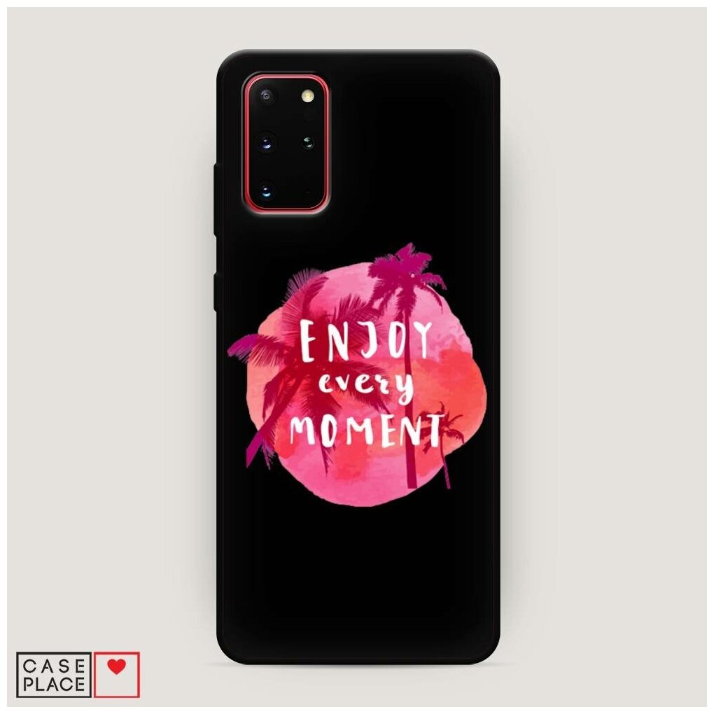 Матовый силиконовый чехол "Розовая надпись enjoy every moment" на Samsung Galaxy S20 + / Самсунг Галакси S20 Плюс