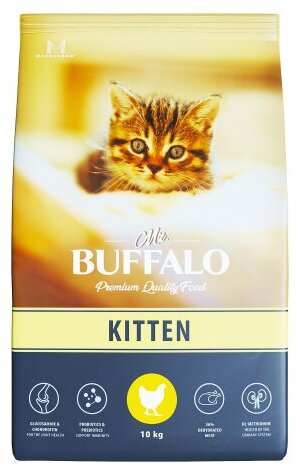 Баффало Mr.Buffalo Kitten 10кг с курицей сухой корм д/котят (078724) - фотография № 5