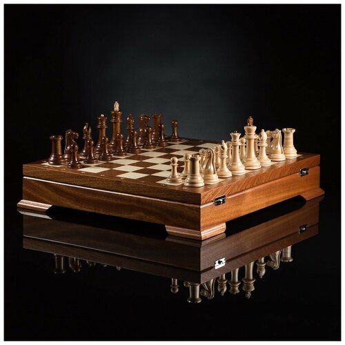Шахматы Стаунтон Коллекционный шахматная доска с нардами и шашками из красного дерева