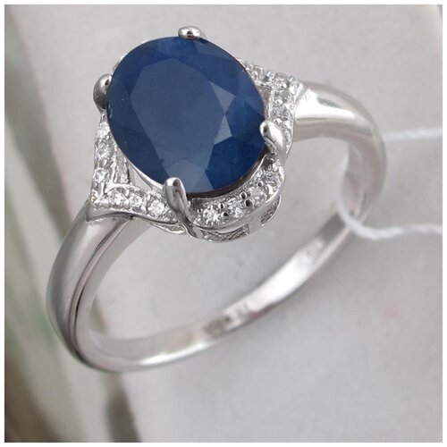фото Эстет серебряное кольцо с сапфиром, фианитами с27к5500398sp, размер 18