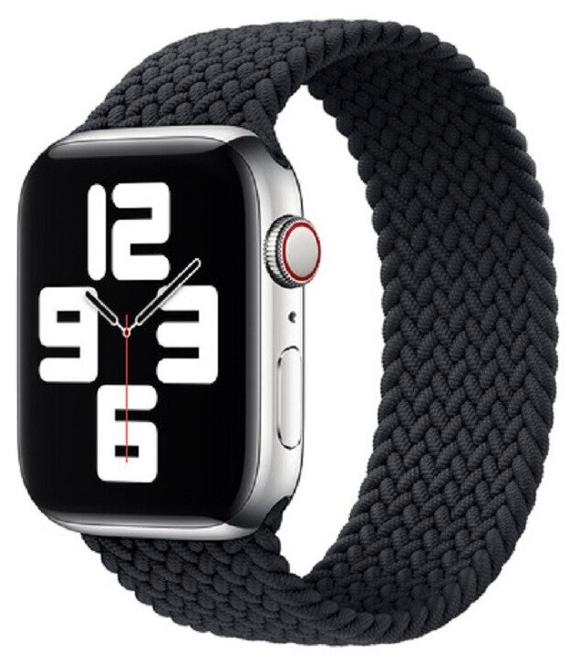 Монобраслет нейлоновый тканевый ремешок для умных часов Apple Watch Series 1-8 - 38/40/41 мм (эпл вотч) размер М, черный
