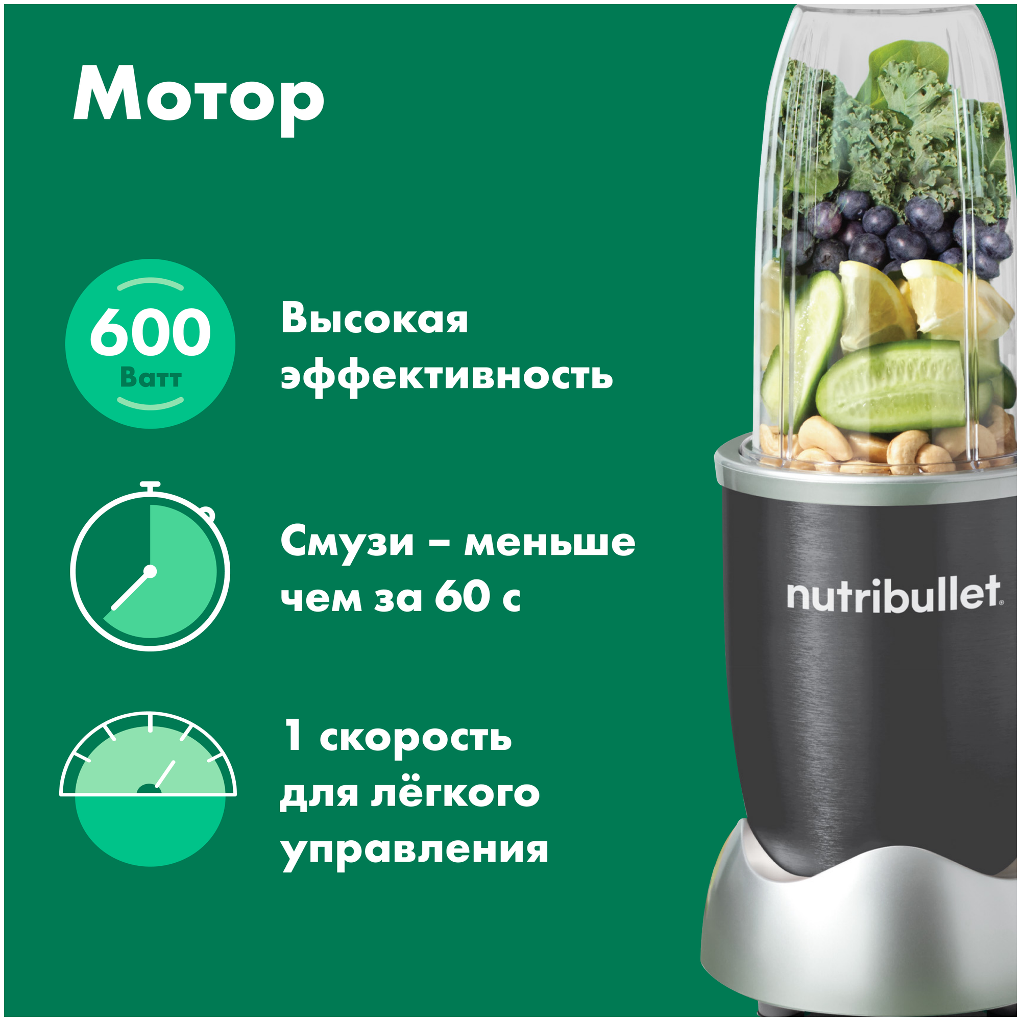 Стационарный блендер NutriBullet NB607DG, серебристый/черный