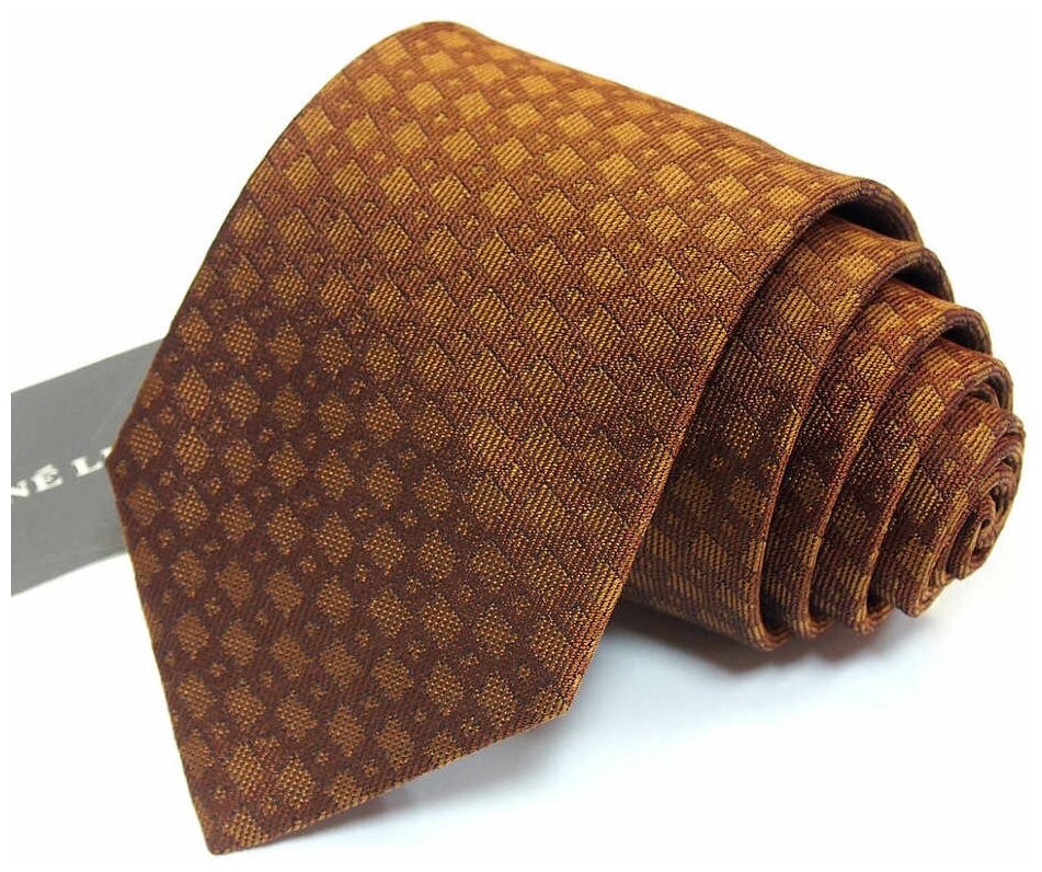 Яркий светло-коричневый галстук в ромбик Rene Lezard 811760 