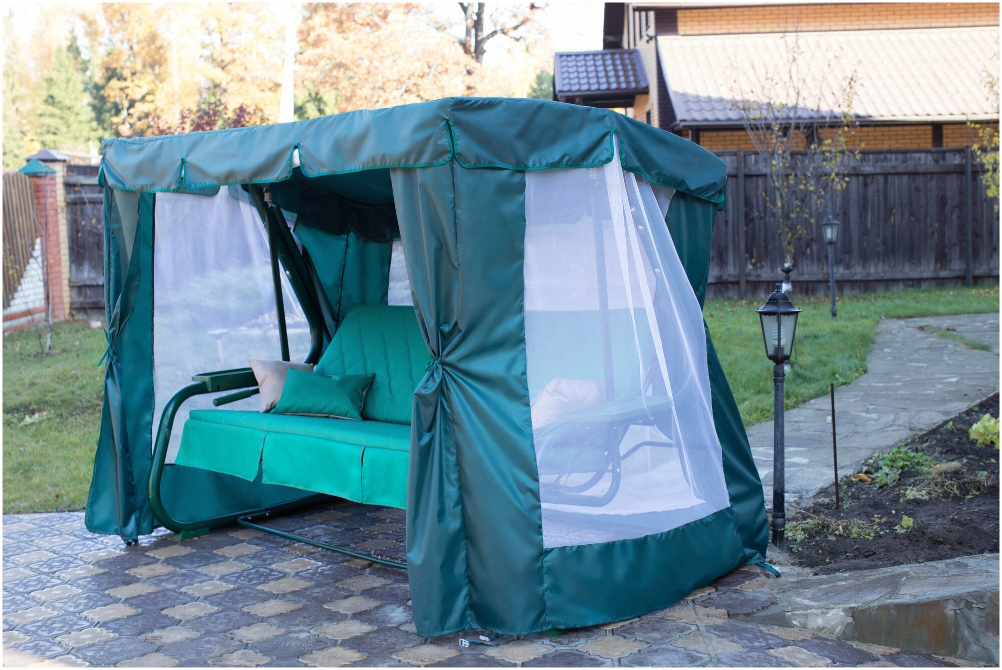 Тент-шатер Fler для качелей Варадеро (219х131х170 см) зеленый - фотография № 2