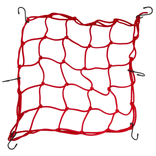 Сетка багажная для мотоцикла RW 40х40см пластиковые крючки, красная