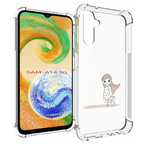 Чехол MyPads Девочка с сумкой для Samsung Galaxy A14 4G/ 5G задняя-панель-накладка-бампер