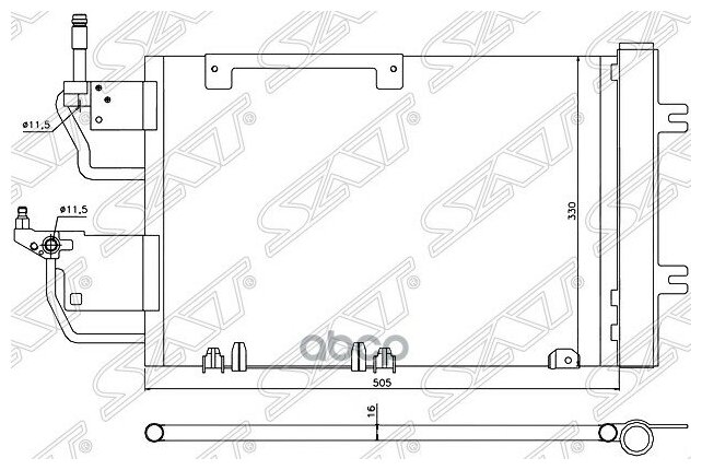 STOP49394A0 SAT Радиатор кондиционера Opel Astra 04-13 / Zafira 05-14 / Astra Family 11-14 / Astra GTC 04-15