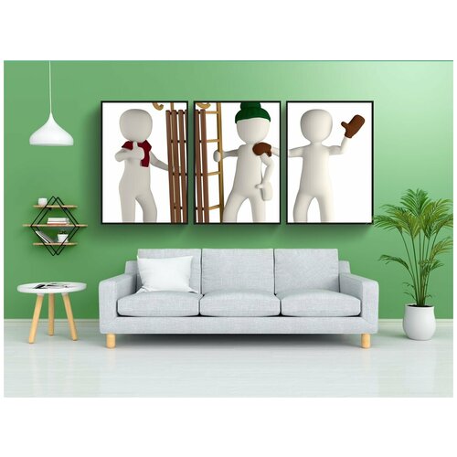 фото Набор модулных постеров для интерьера "сани, санки, поездка" 60x90 см. в тубусе, без рамки lotsprints