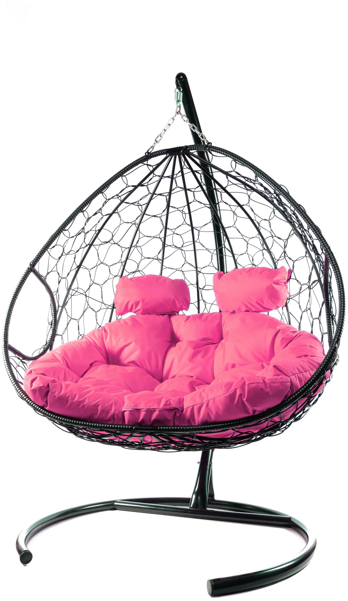 Подвесное кресло m-group для двоих чёрное, розовая подушка - фотография № 2