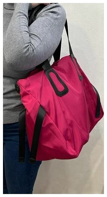 Женская сумка/ Тканевая сумка/Вместительная сумка на плечо/Цвет фуксия - фотография № 11