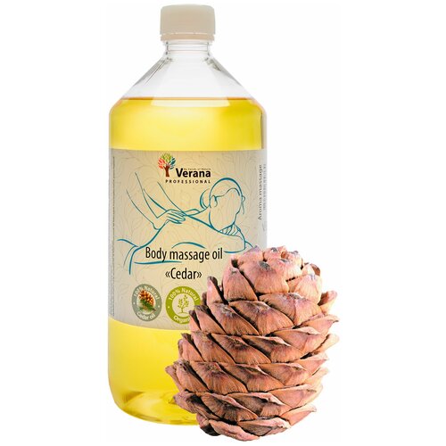 Verana Массажное масло для тела Кедр, натуральное, омолаживающее, питательное, ароматерапия, 1л