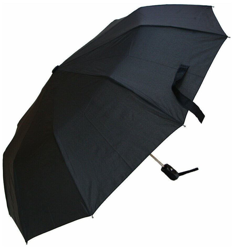 Мужской складной зонт Popular Umbrella полуавтомат 1047B/Черный