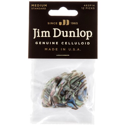 Медиаторы, средние, 12 шт. Dunlop Celluloid Abalone Medium 483P14MD 12Pack