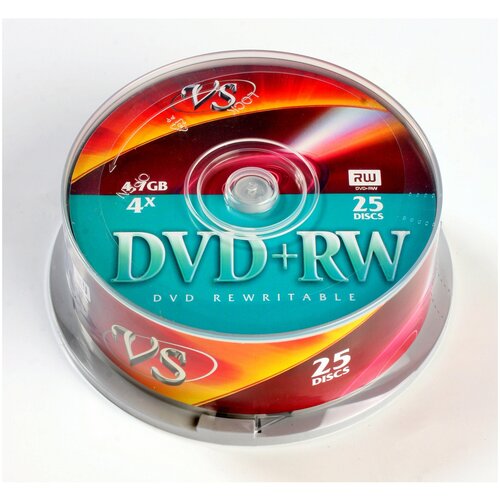 фото Диск dvd+rw vs 4,7 gb 4x (25 штук в упаковке), 166410