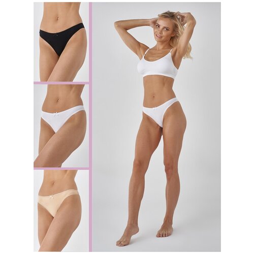 фото Your body комплект трусов стринги женские yb001 string 3 штуки. 44/s (белый, черный,бежевый)