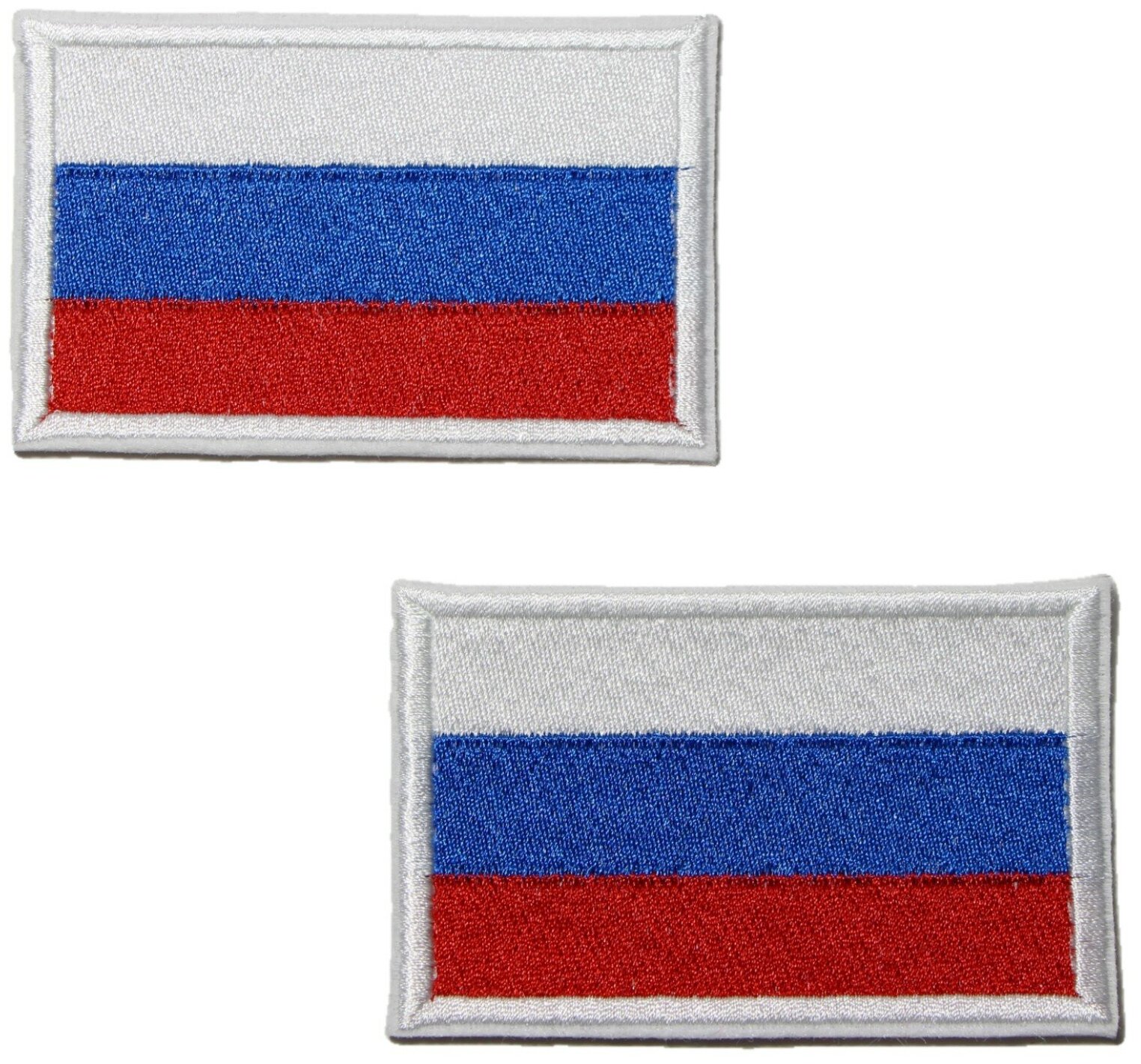Термоаппликация, термонаклейка, текстильный патч, нашивка, шеврон 5 х 8 см с флагом России. Комплект из двух штук.