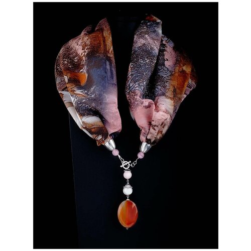 Колье MARI JOO длина 72 см розовый пыльная роза коричневый 1699₽