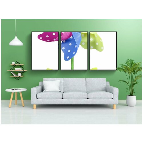 фото Набор модулных постеров для интерьера "цветок, красочный, синий" 60x90 см. в тубусе, без рамки lotsprints