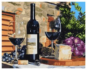 Картина по номерам на холсте "Вино и сыр", VA2820, 40 на 50 см