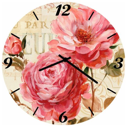 фото Svs настенные часы svs 3502853 розовые цветы