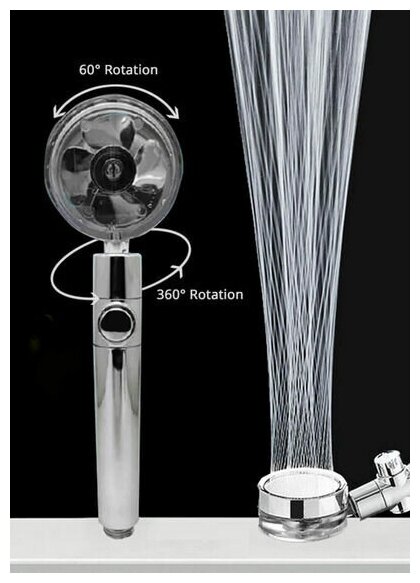 Турболейка для душа Экономия воды, эффект дождя , 360град.