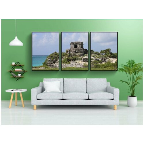 фото Набор модулных постеров для интерьера "тулум, мексика, руины" 60x90 см. в тубусе, без рамки lotsprints