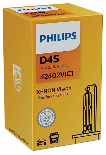 Лампа PHILIPS Xenon D4S 42402 VI 42V 35W P32d-5 C1 (1 шт.) PHILIPS-42402VIC1