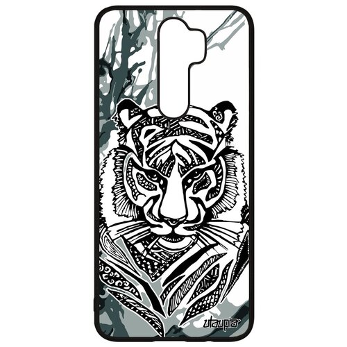 фото Противоударный чехол на смартфон // xiaomi redmi note 8 pro // "тигр" хищник стиль, utaupia, серый