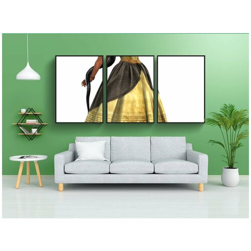 фото Модульный постер "женщина, платье, линия" 180x90 см. из 3х частей в тубусе, без рамки lotsprints
