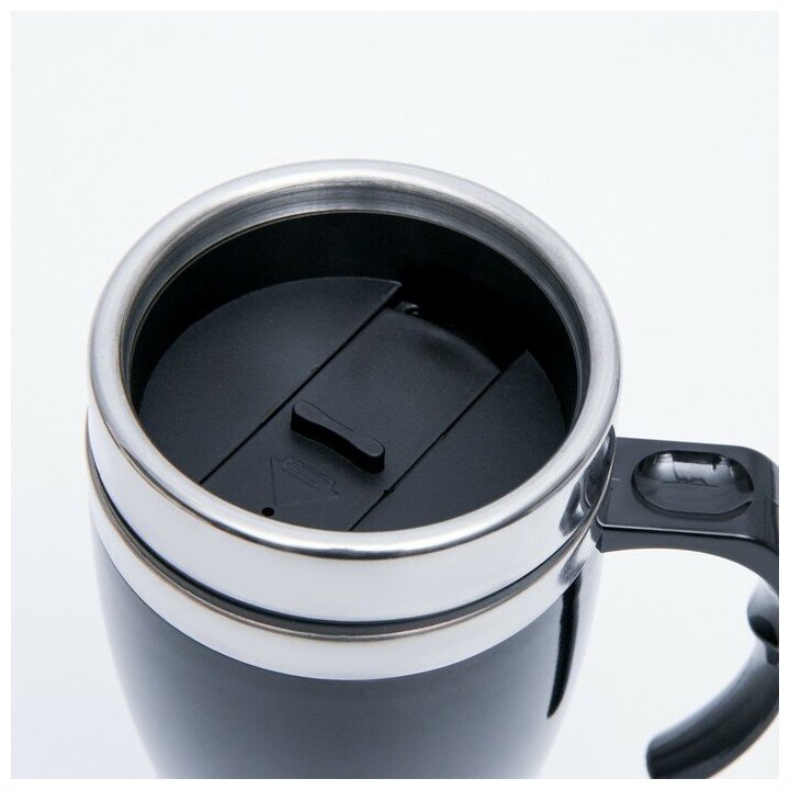 Термокружка для кофе, чая, напитков TAKE IT EASY, термостакан, цвет черный, сохраняет тепло 3 ч, объем 450 мл - фотография № 3