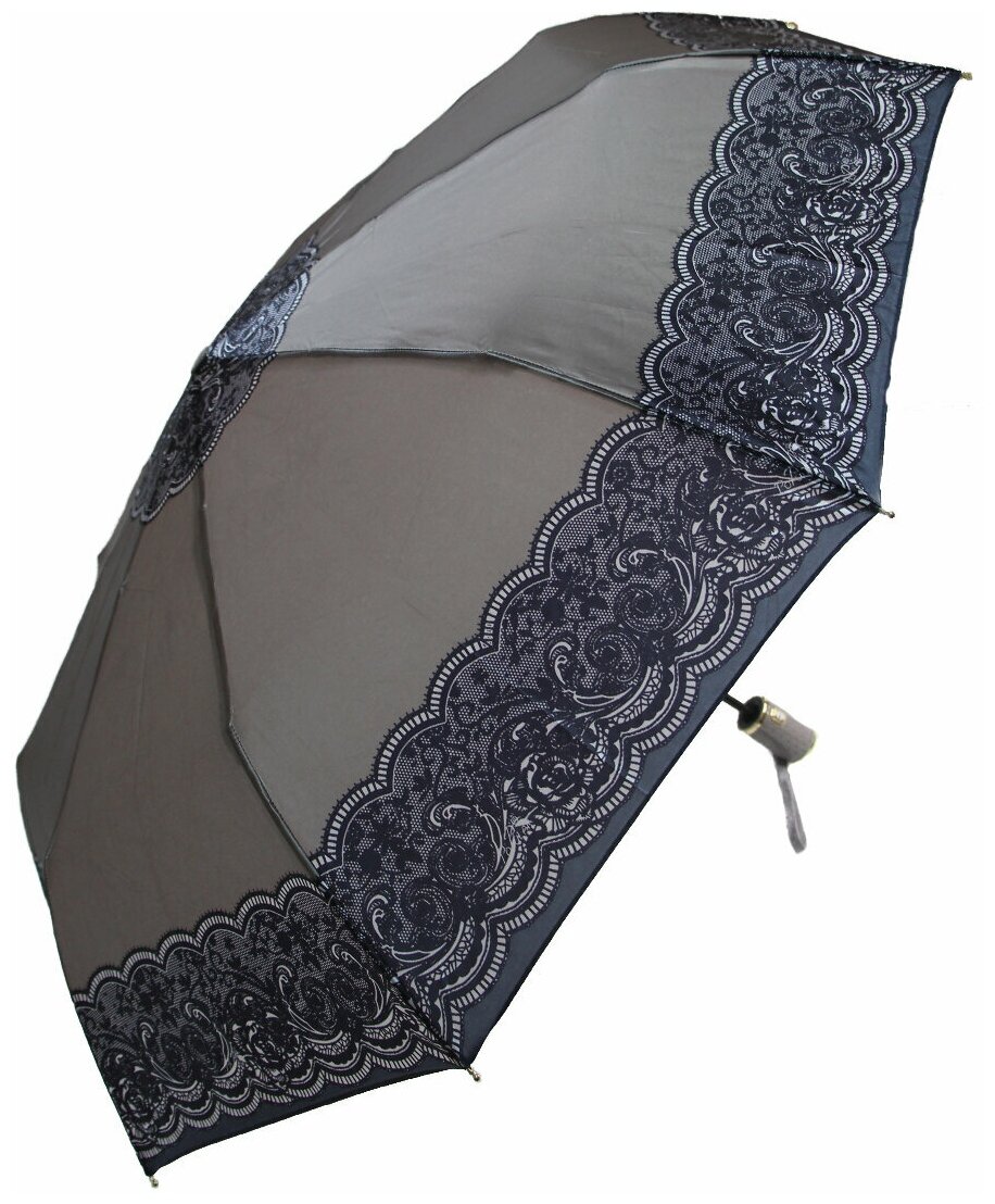 Женский складной зонт Popular Umbrella автомат 1255/серый