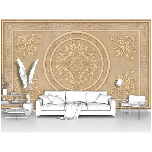 Фотообои на стену первое ателье Красивый узор в кремовом цвете 170х100 см ШхВ флизелиновые Premium 1496₽