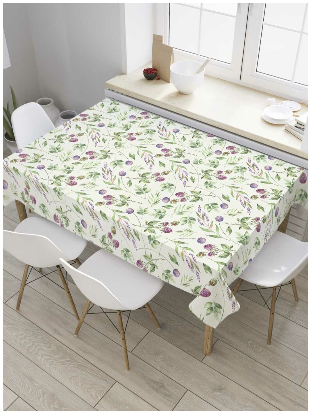 Скатерть прямоугольная JoyArty на кухонный стол "Дары полей" из оксфорда, 120x145 см