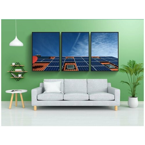 фото Набор модулных постеров для интерьера "солнечная система, крыша, производство электроэнергии" 60x90 см. в тубусе, без рамки lotsprints