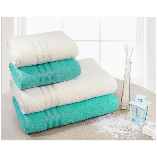 фото Доми набор из 4-х полотенец harmonika цвет: молочный, мятный 50х80 см - 2 шт, 70х130 см - 2 шт dome