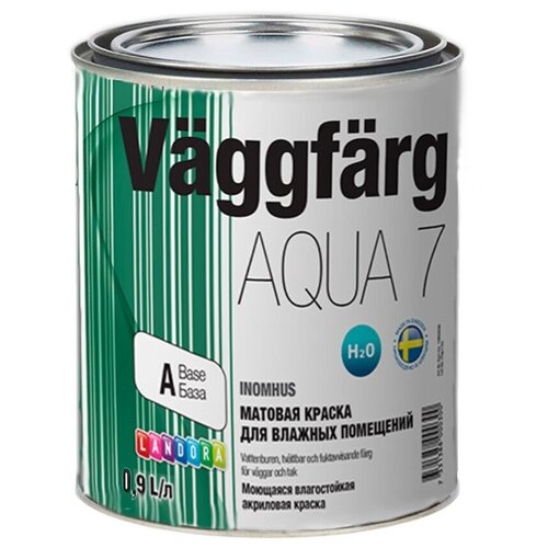 Краска акриловая Landora Vaggfarg Aqua 7 матовая белый 0.9 л 1.12 кг