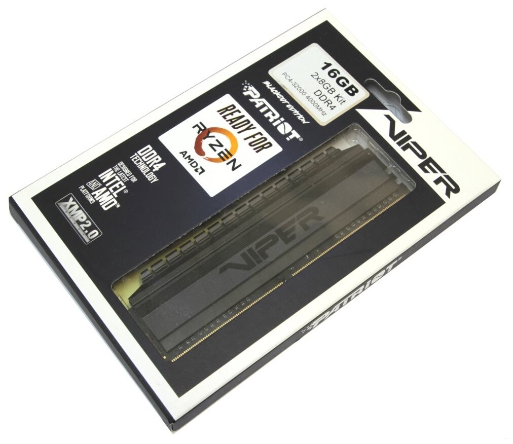 Оперативная память Patriot Memory DDR4 16Gb (2x8Gb) 3200MHz pc-25600 Viper Blackout (PVB416G320C6K)