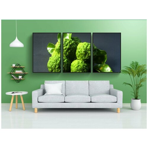 фото Набор модулных постеров для интерьера "бергамот, фрукты, лист" 60x90 см. в тубусе, без рамки lotsprints