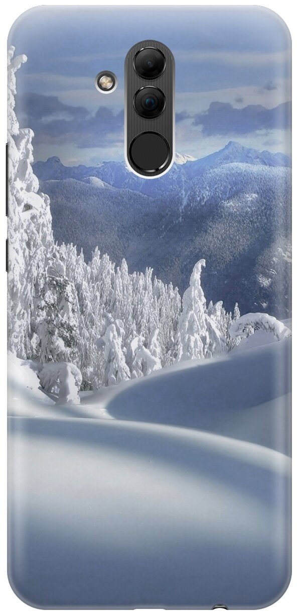 Силиконовый чехол на Huawei Mate 20 Lite / Хуавей Мейт 20 Лайт с принтом "Заснеженный лес и горы"