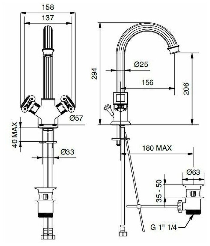 Смеситель для раковины Cezares Olimp-LS2-02-M