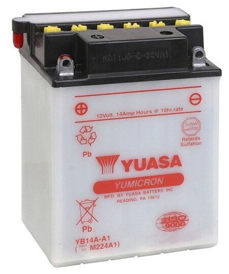 Мото аккумулятор YUASA YB14A-A1 (б/э)